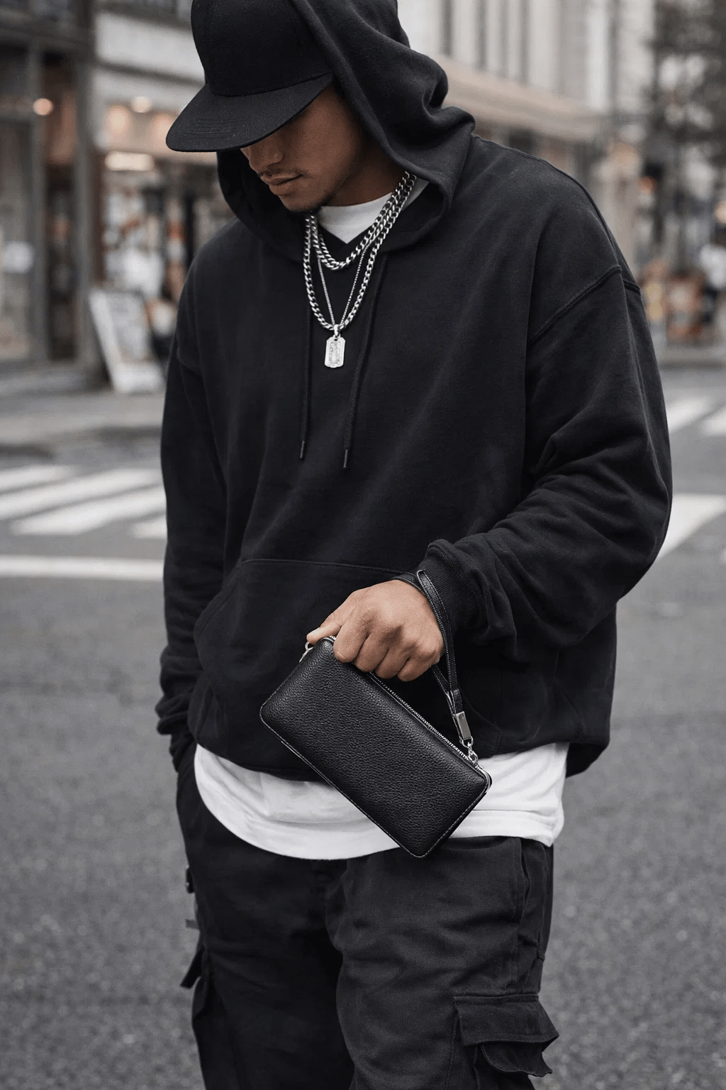 BLACK ZIP CLUTCH - MAUHK