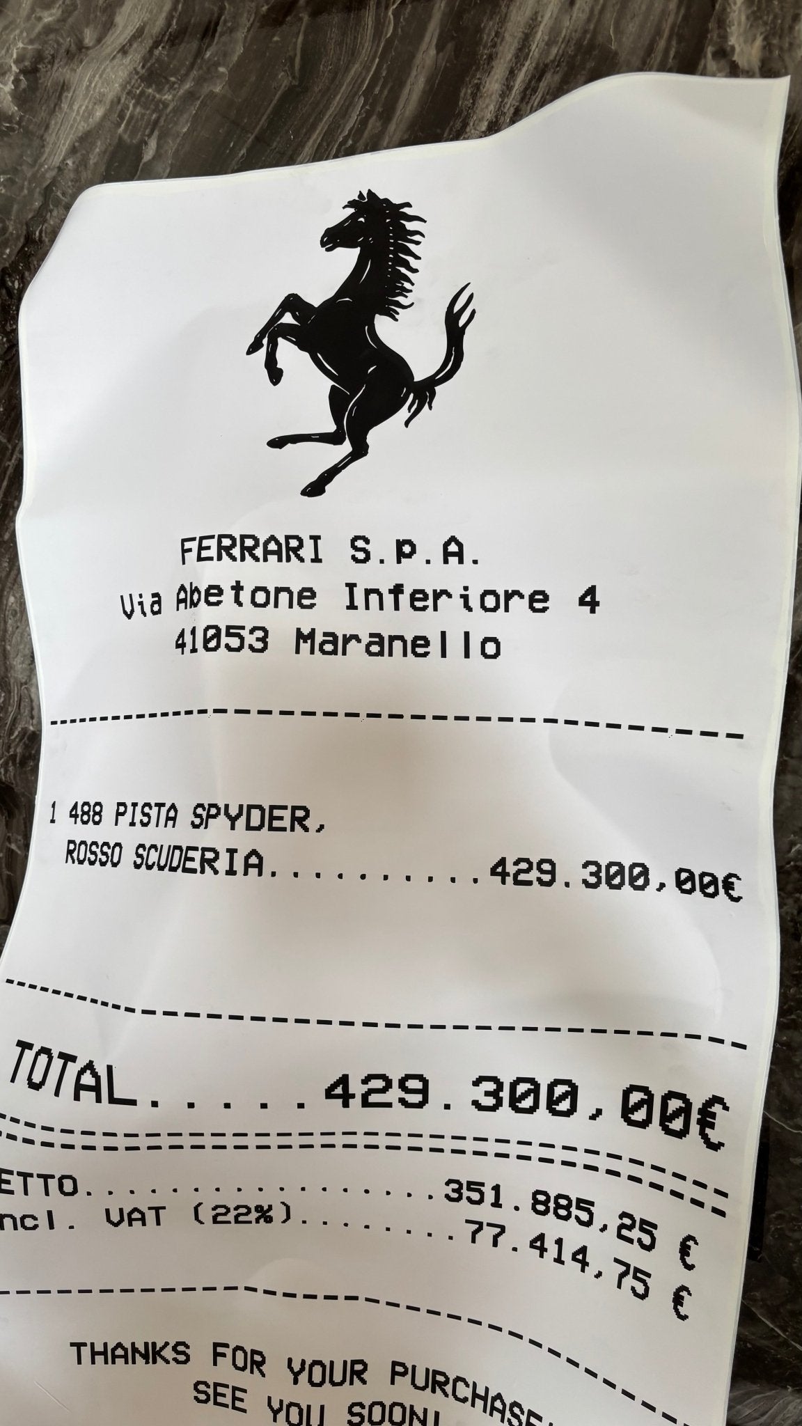 FERRARI RECEIPT (DIRTY) - MAUHK