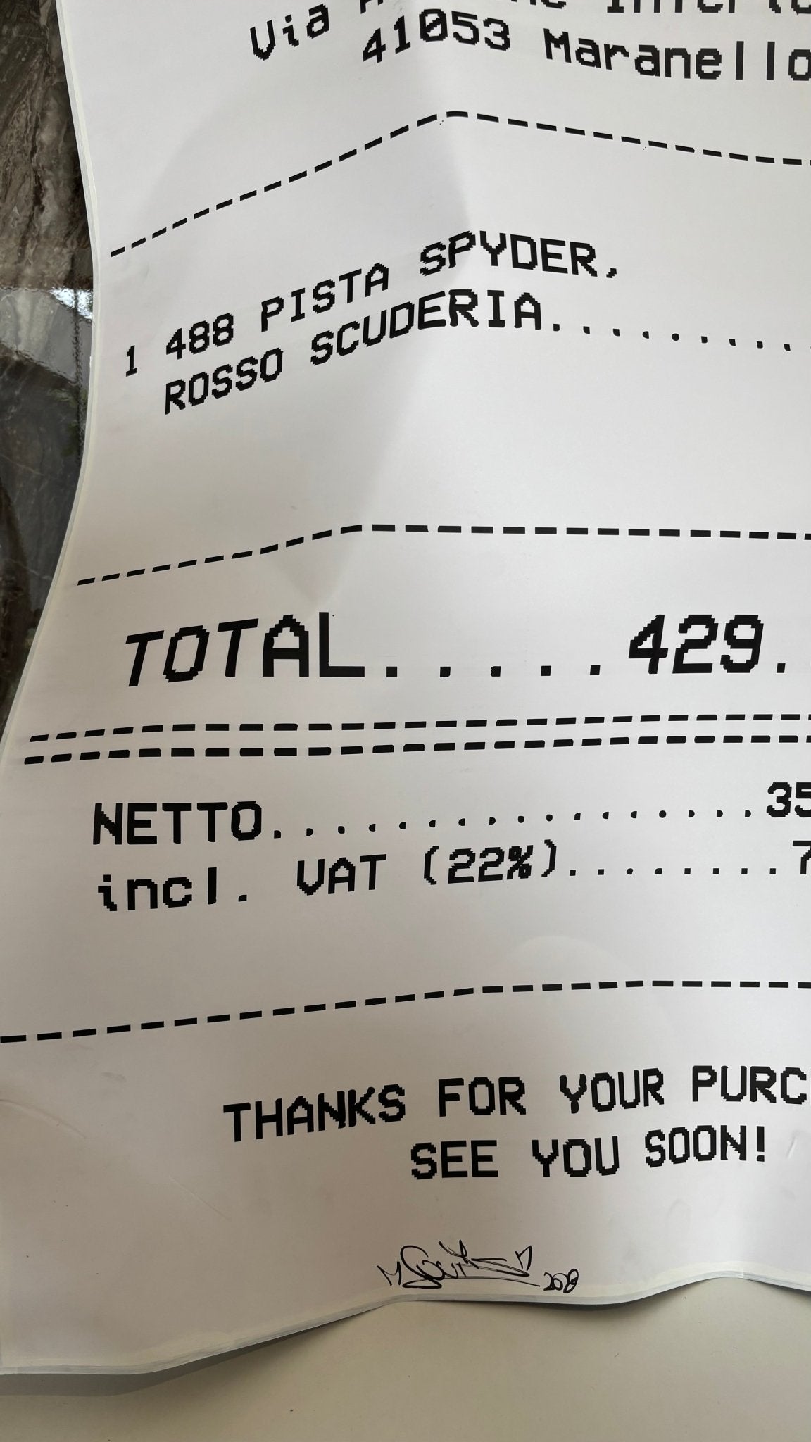 FERRARI RECEIPT (DIRTY) - MAUHK