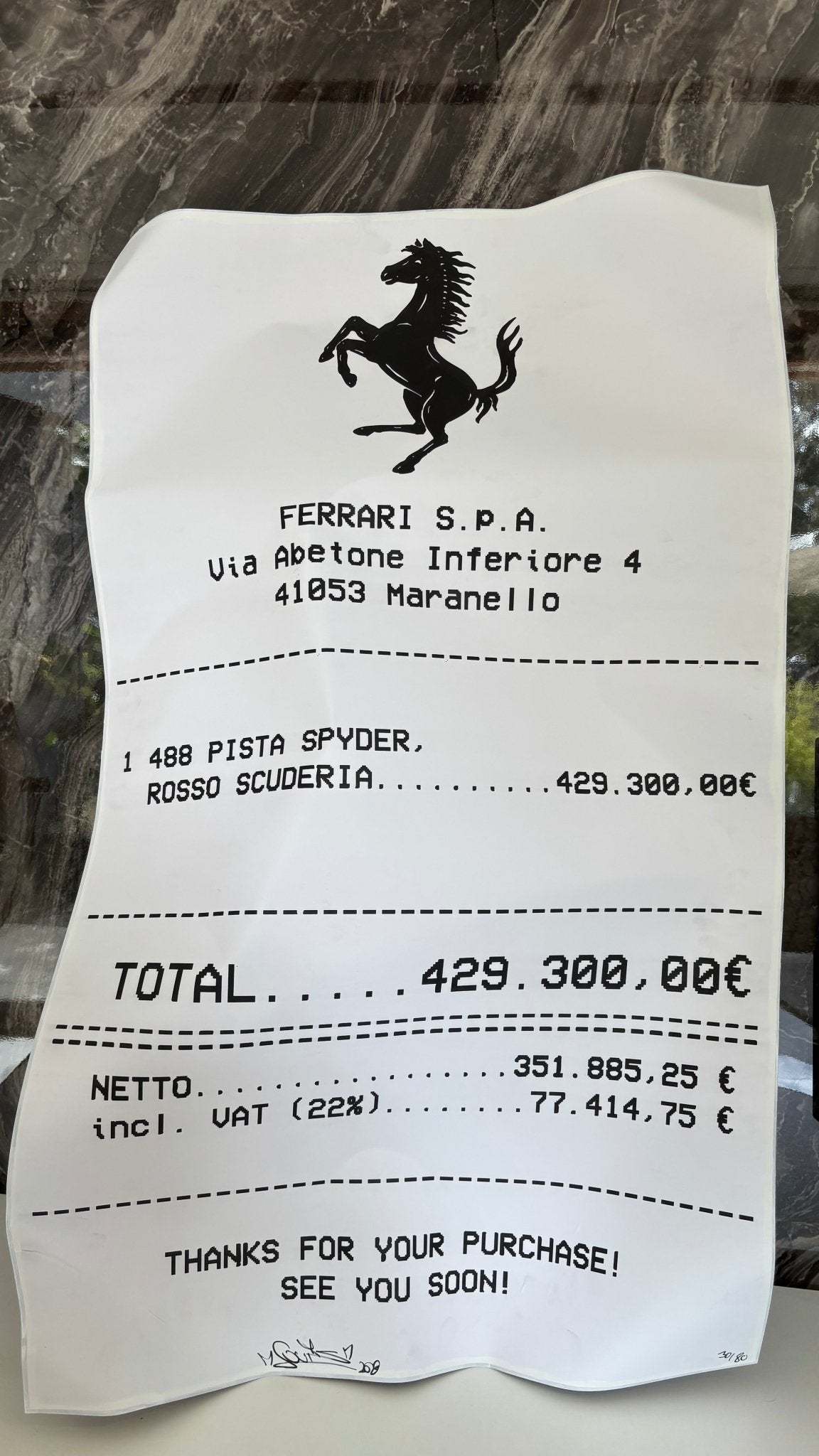 FERRARI RECEIPT (DIRTY) - MAUHK
