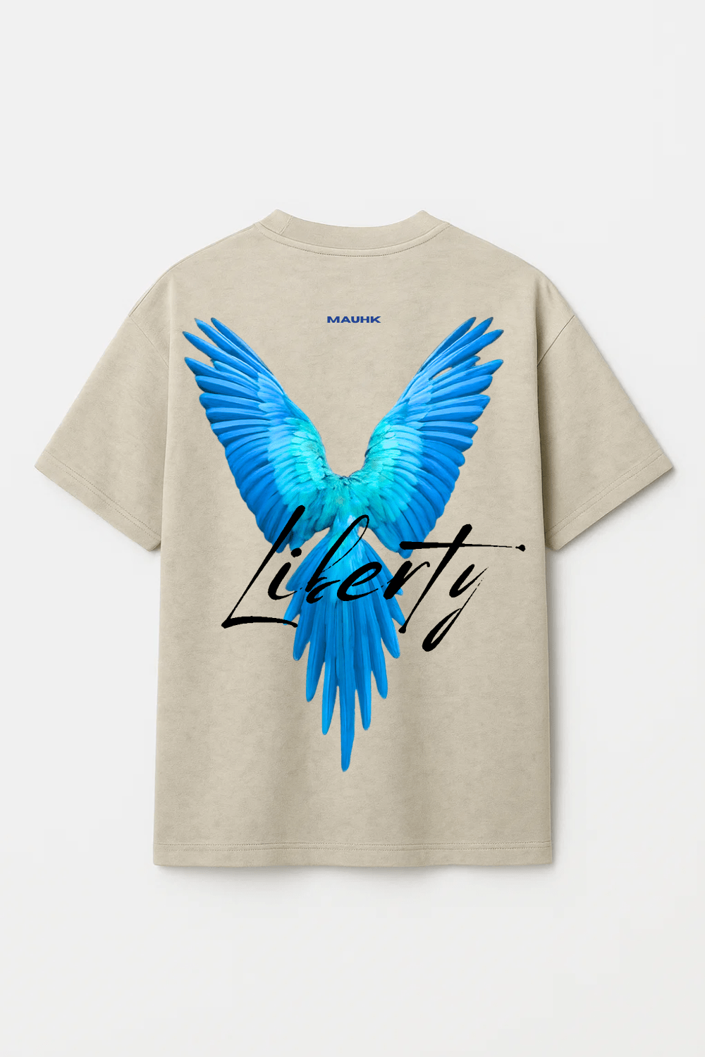 🕊️ LIBERTY Oversized T-shirt – Heavyweight 345 GSM | Oatmeal Gray Streetwear Tee Blue - MAUHK